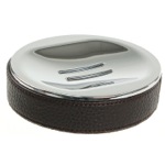 Gedy AC11-19 Round Soap Dish Made From Faux Leather In Wenge Finish